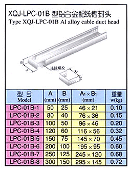 XQJ-LPC-01B 型鋁合金配線槽封頭